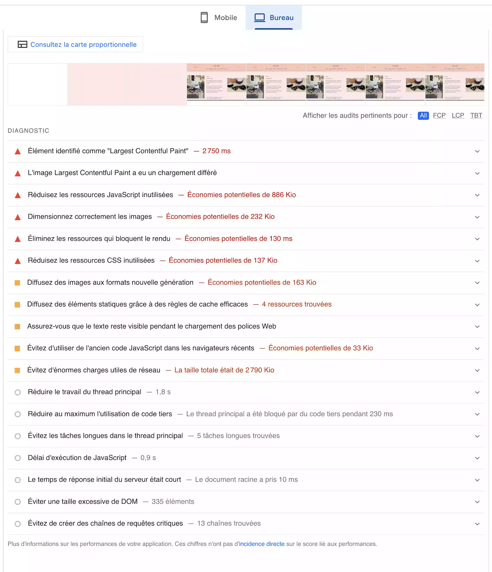 Quatrième page du rapport de Google PageSpeed Insight.